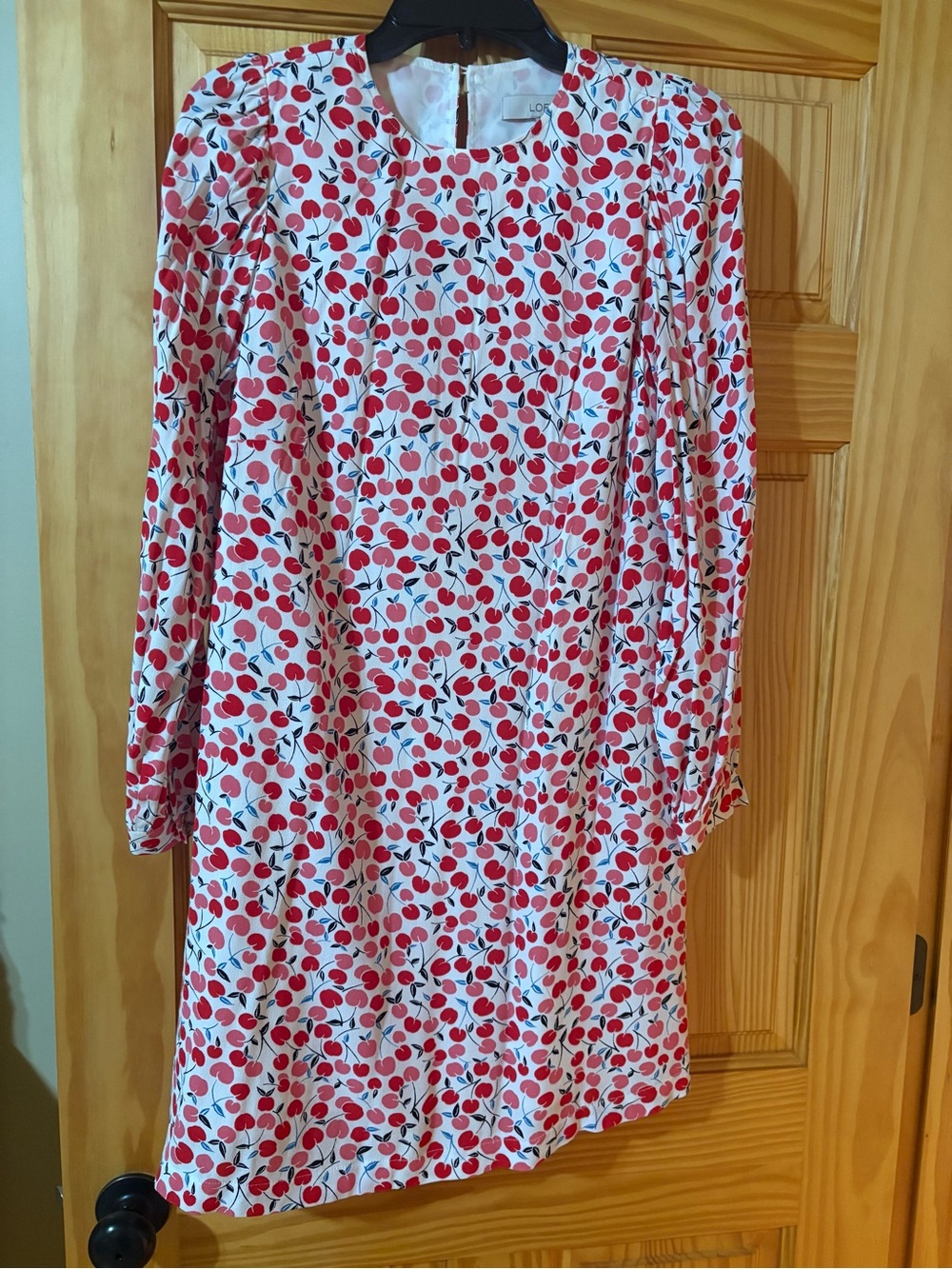 LOFT White Dress with Red Cherry Print